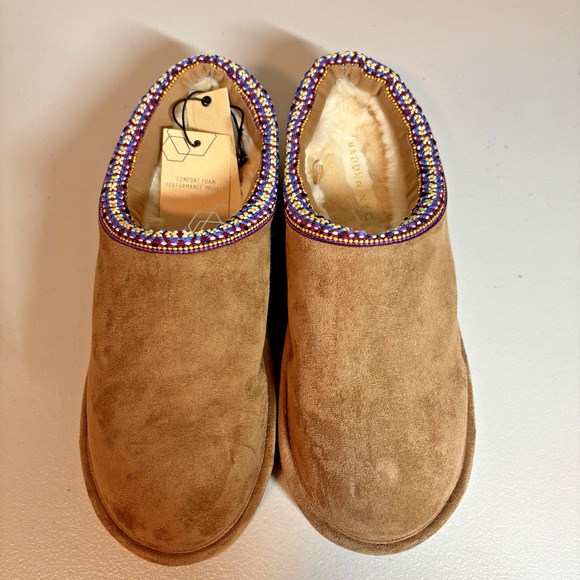 Madden NYC Women’s Cognac Faux Suede Platform Mules Fur Lined Size 10 - Picture 14 of 15